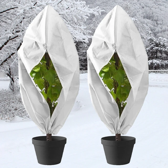 1/3Pcs Plant Covers Freeze Protection Non-woven Fabric Frost Cloth Plants Jacket Drawstring Tree Cover for Outdoor Plants 4