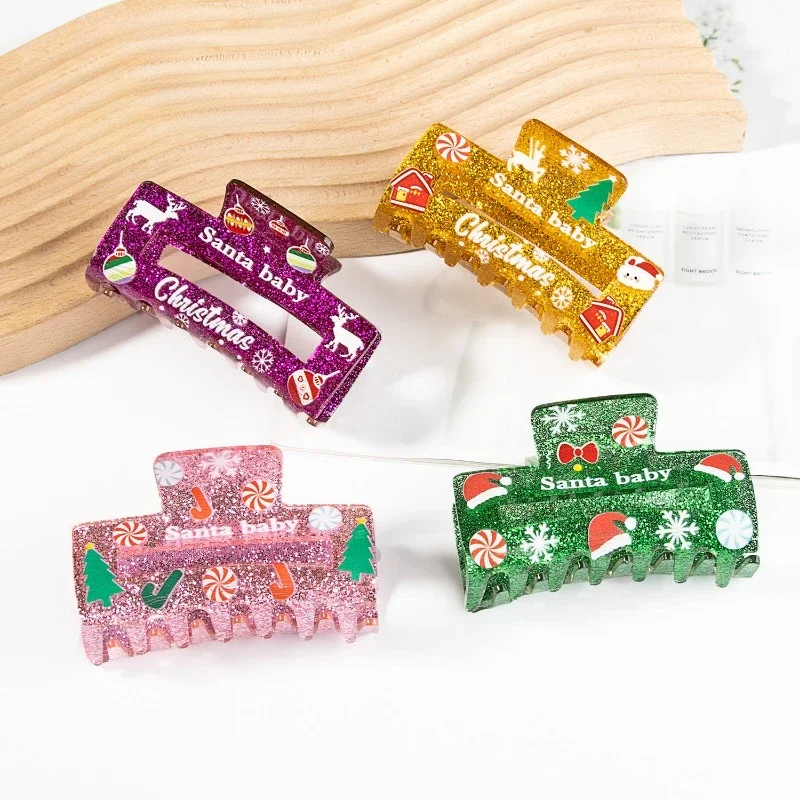 

Sequin Christmas Colored Hair Clip Headwear Personality Hair Claw Fashion Hairpin Female Festive Hair Accessories Christmas Gift