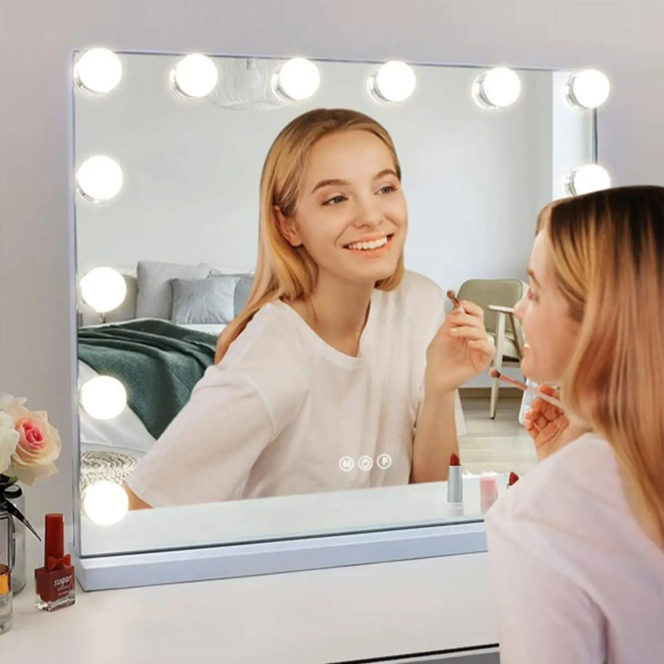 Makeup Mirror Lights LED Makeup Mirror Light Bulbs USB Charging Vanity Makeup Mirror Lights Bathroom Dressing Table Lighting Dimmable LED Wall Lamp