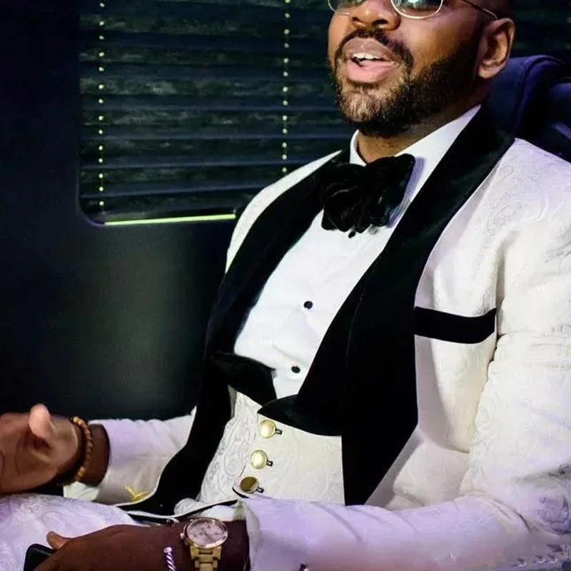 Groom Tuxedo for Wedding Dinner Slim Fit Men Suits 3 Pieces African Fashion