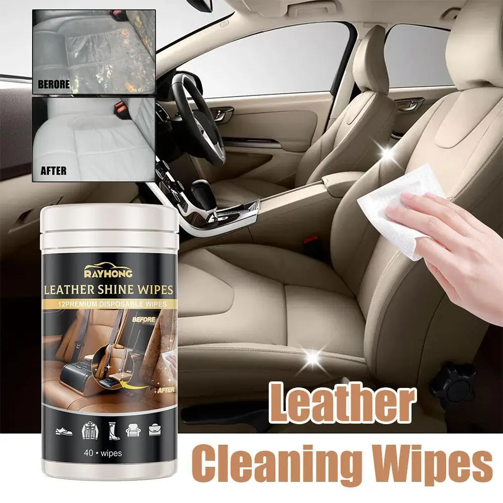 

40pcs Car Interior Wipes Glass Leather Interior Refurbished Steering Cleaning Clean Sofa Wheel Wipes Care Wet Maintenance