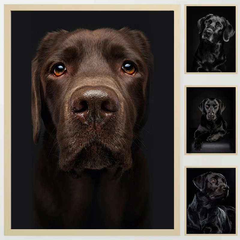BlackLabradorCanvasPaintingOnTheWallArtPetDogCreativeHangingPictureAnimalPosters