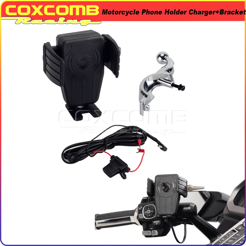 

Держатель для телефона для мотоцикла, 15 Вт, Беспроводная зарядка, навигация с кронштейном для Honda Gold Wing GL1800 F6B Tour DCT, подушка безопасности 2018-2021