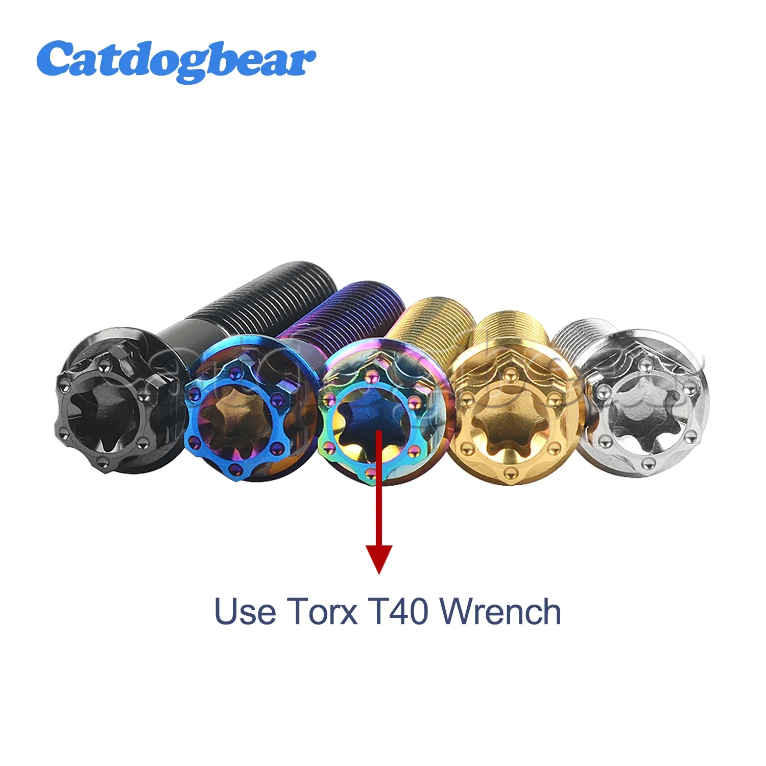 Catdogbear 4PCS 티타늄 볼트 M8X20 25 30 35 40 45 50 55mm Torx 플랜지 모터 자전거 디스크 브레이크