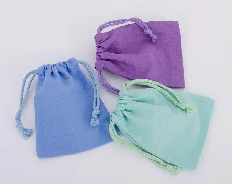 Baumwoll-Kordel zug Aufbewahrung tasche weiße Segeltuch taschen für Süßigkeiten Geschenk verpackung Beutel wieder verwendbare Kleinigkeiten organisieren staub dichte Säcke – Detail 11