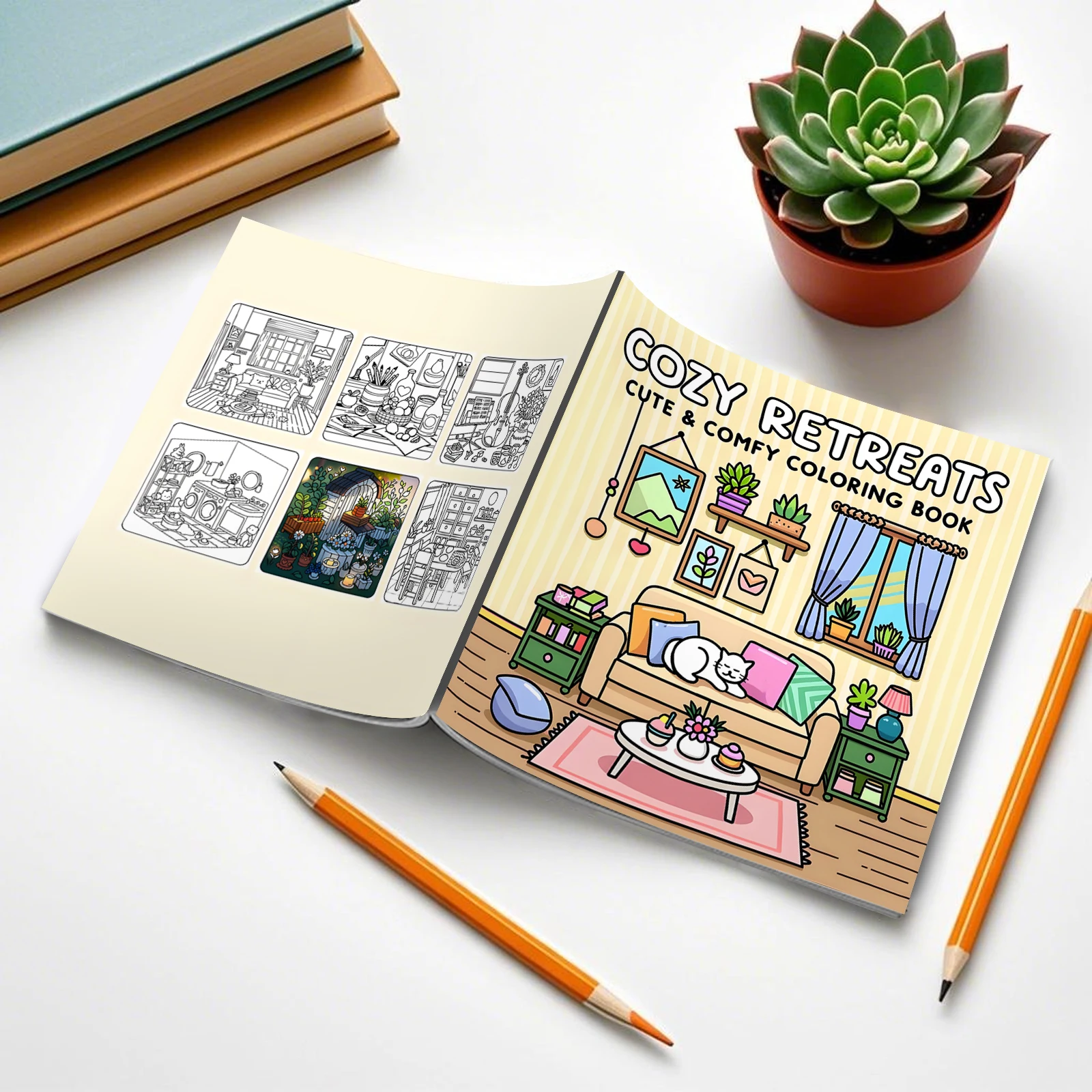 COZY RETREATS Coloring Book for Adults & Teens Featuring Adorable Animals Valentines Graffiti Painting Drawing books ﻿ 2
