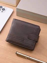 Men's Slim Leather Zipper Wallet with Multi - Card Slots and Coin Pocket (Coffee)