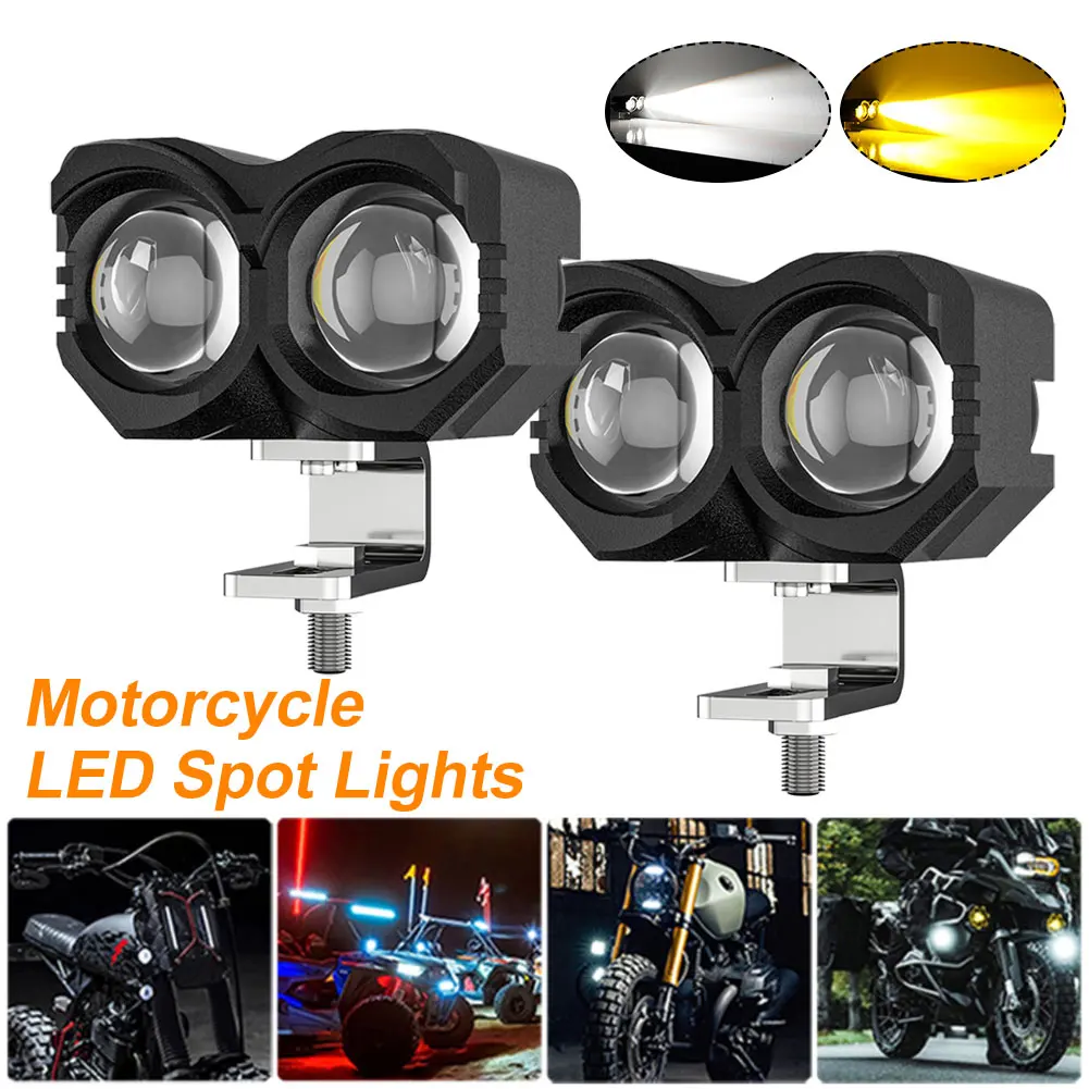 

Motorcycle LED Spot Lights Dual Color White & Yellow Projector Lens Headlight LED Fog Lights Auxiliary Light For Off Road ATV