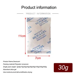 Moisture-Absorbing Silica Gel Desiccant Bags - Non-Toxic Dehumidifier - 10 Pack (30g)