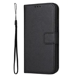 Diamond Leather Wristlet Wallet Case with 3 Card Slots and Wrist Strap - OPPO Find X8 Pro 5G (Black)
