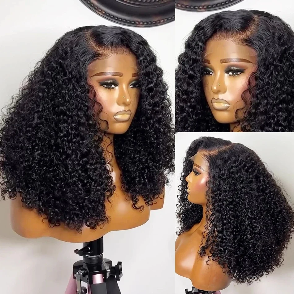 human hair lace frontal Water Wave Short Curly Bob 13x6 13x4 Transparent Lace Frontal Pre Cut for Women