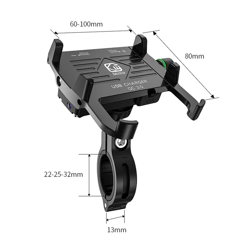 전체 알루미늄 12-24V 오토바이 전화 홀더 USB 충전기 QC3.0 아이폰 화웨이에 대 한 빠른 충전 마운트 자전거 핸들 바 브래킷