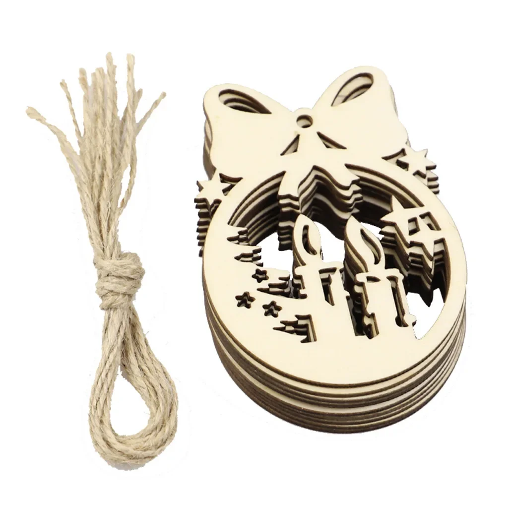 Wooden Hanging Ornaments christmas decorations 10pcs For Christmas DIY
