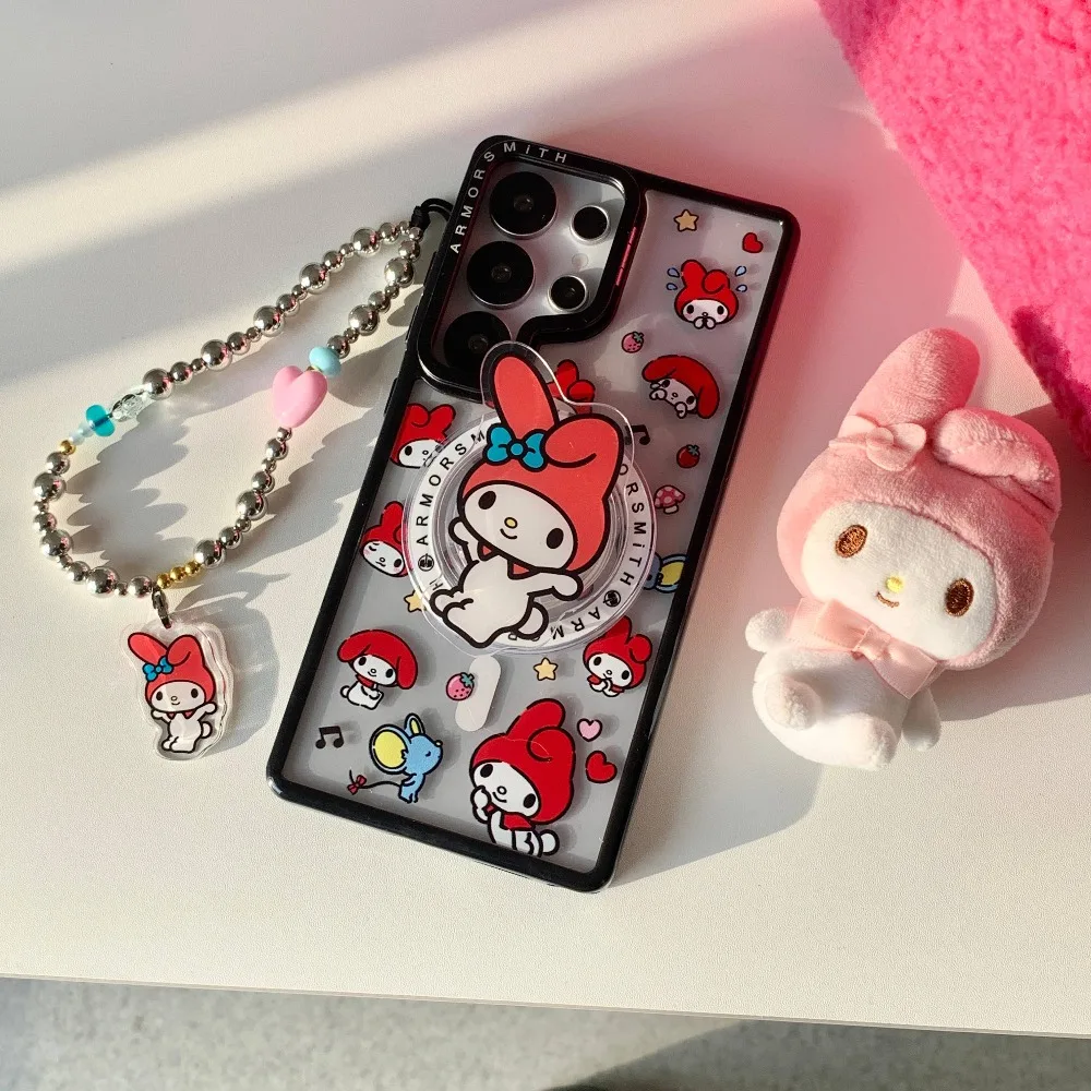 Sanrio My Melody Trendy Magnetic Phone Case with Lanyard Attachment