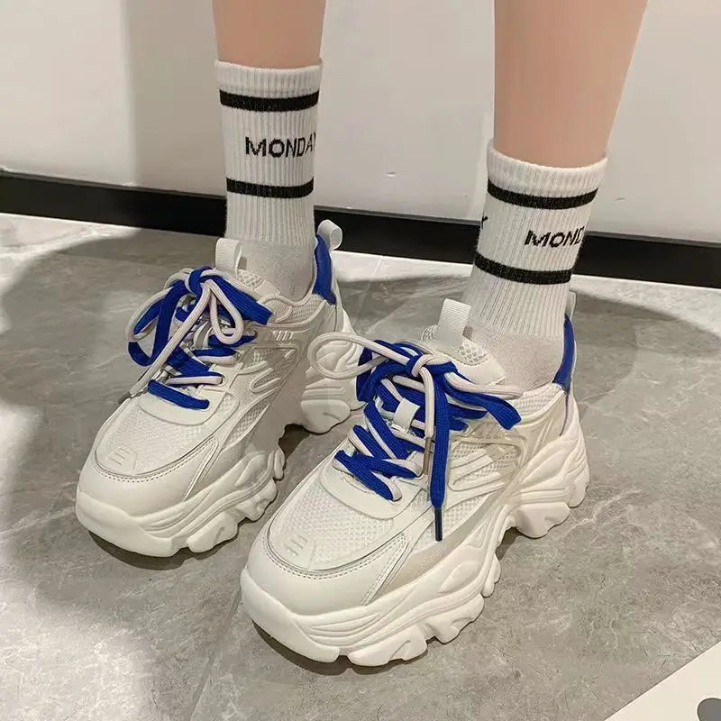 

Fashion Casual Platform Sneakers Women 2023 Summer Autumn New Designer Sports Mesh Shoes Female Solid Color Zapatillas De Mujer