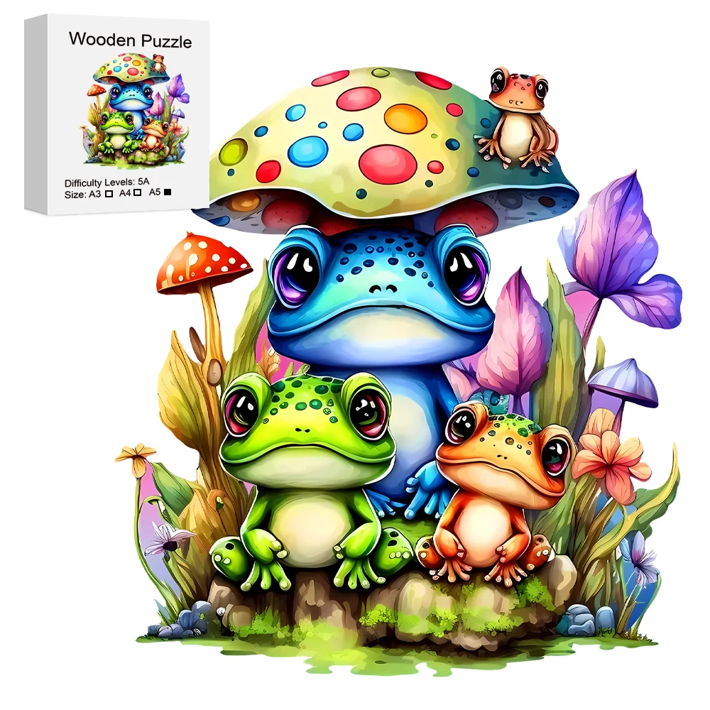 Puzzle Toys Wooden Puzzles Board Game Toys Frogs Wooden Puzzle for Jigsaw Lover Uniquely Stress Relieves Toys Christmas Birthday Gift Home Decor Family Games