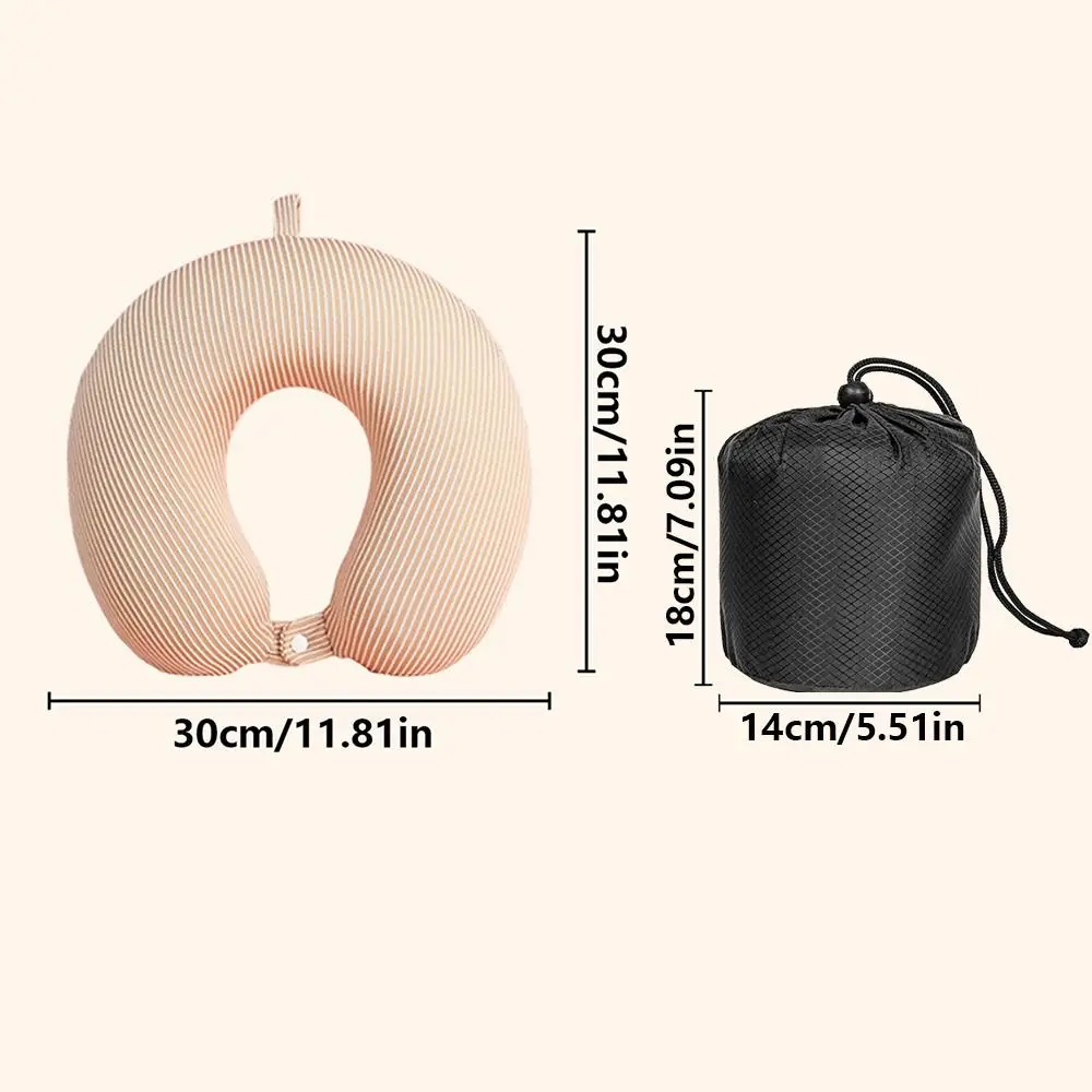 Fashion Slow Rebound U-shaped Pillow Portable Comfortable Travel Neck Cushion Stripes Design Removable Airplane Nap Pad Home Use