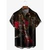Hawaii Beach Shirt Men's Quick Dry Summer Short Sleeve Guitar Print Harajuku Casual Blouse Street Korean Clothes 2024 Camisa 4XL 4