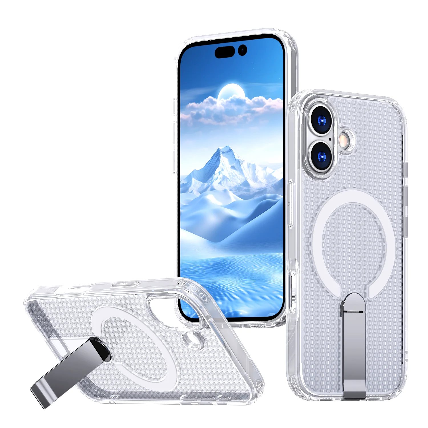Breathable Mesh Magnetic Heat Dissipation Phone Case with Foldable Bracket