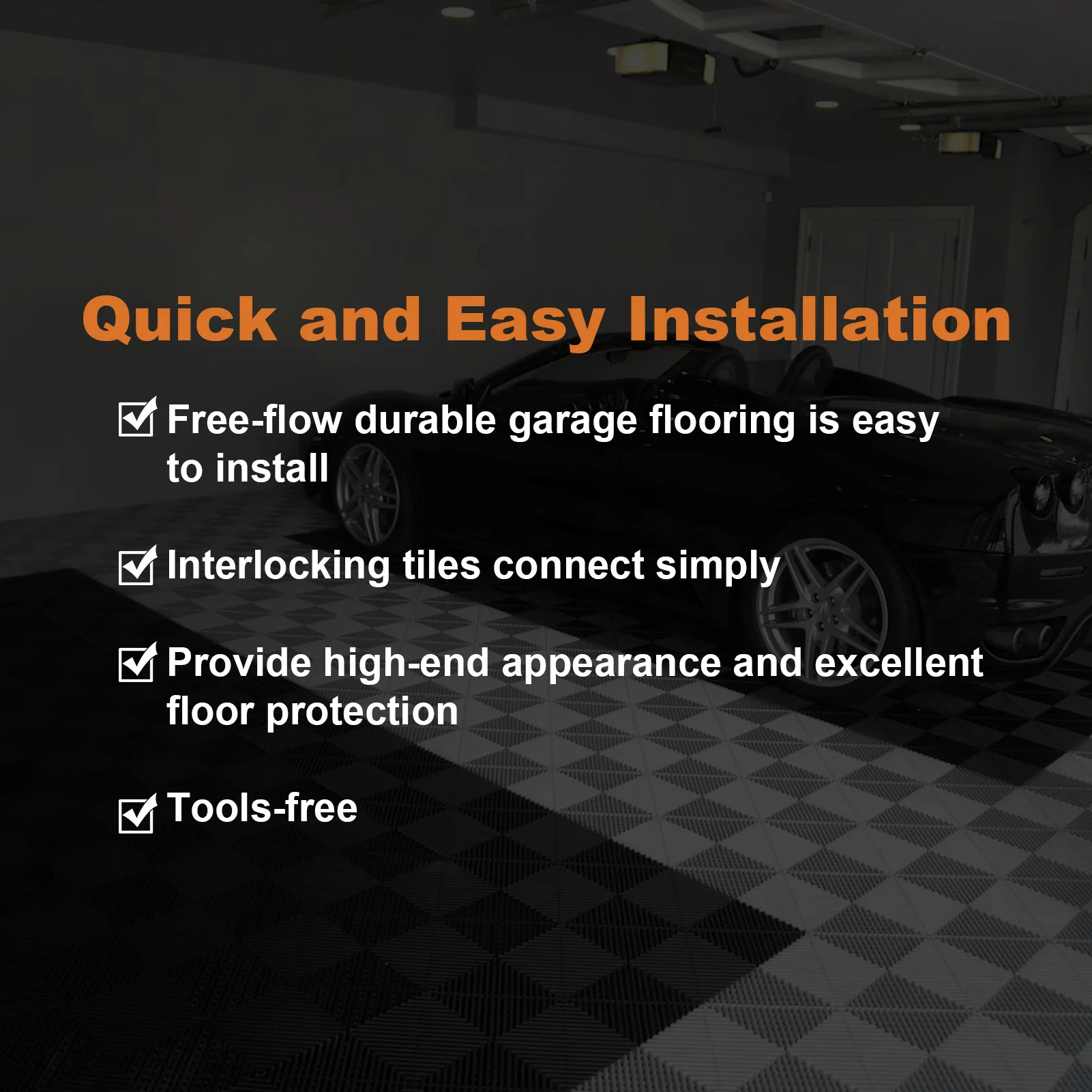 40 Pieces Garage Flooring Tiles 15.7Inx15.7in Interlocking Floor Tiles Non-Slip Heavy Duty Flooring Mat with 6000 Lbs Load for Gym Warehouse Workshop(black)