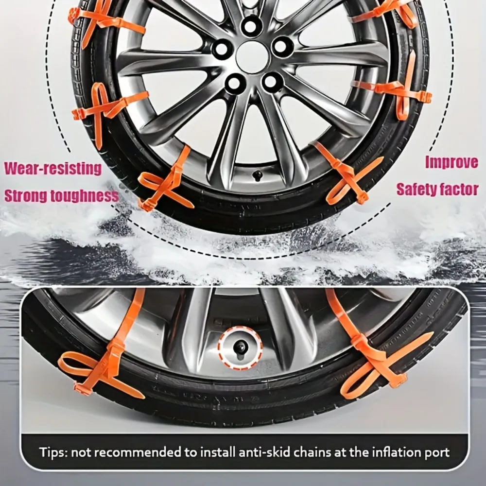 Car Snow Chains Portable Tires Traction Anti-Skid Chain Belt for Snow Ice Sand Mud Road Mountain Road Climbing