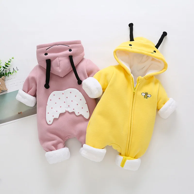 

Baby Onesies Autumn Winter Children's Pure Cotton Romper Toddler Girl Cartoon Bee Jumpsuit Newborn Boy Warm Outing Clothes