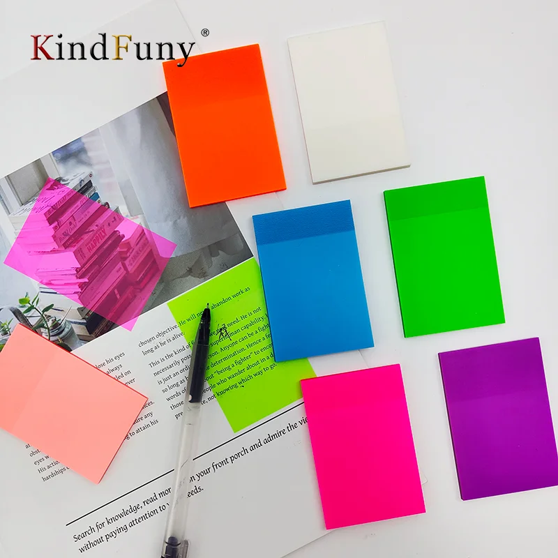 KindFuny 210pcs Transparent Sticky Notes Posted It Memo Pad Scrapes Stickers Waterproof Clear Notepad School Stationery 2
