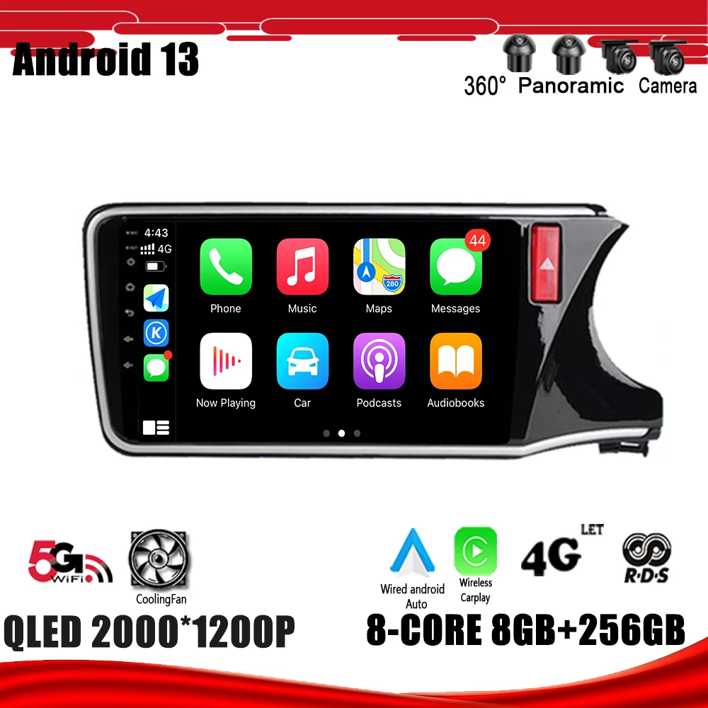 

Для Honda City Grace 2014 - 2017 Android 13 навигация GPS DSP Carplay WIFI автомобильный радиоприемник мультимедийный плеер