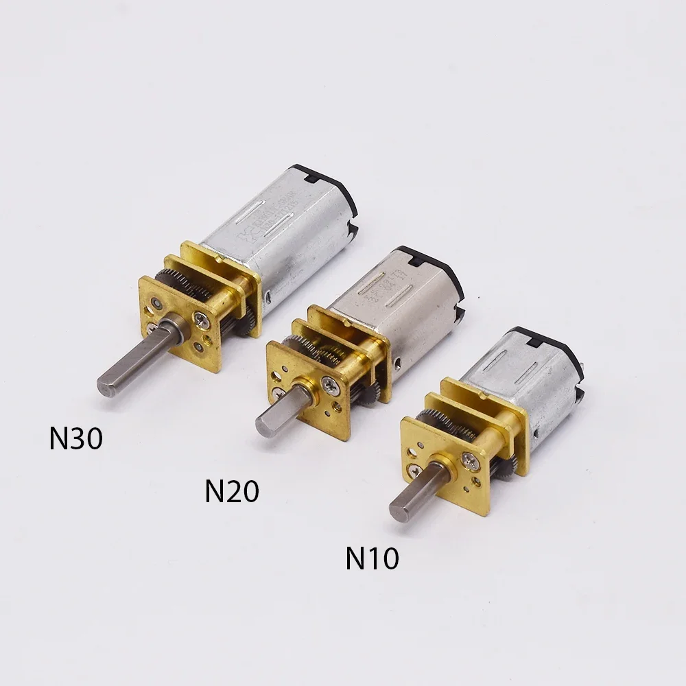 DC 3V/6V/12V N10 N20 N30 Mini Metal Gear Motor Straight Output Shaft Slow Speed High Torque Worm All Metal gearbox Motor Robot