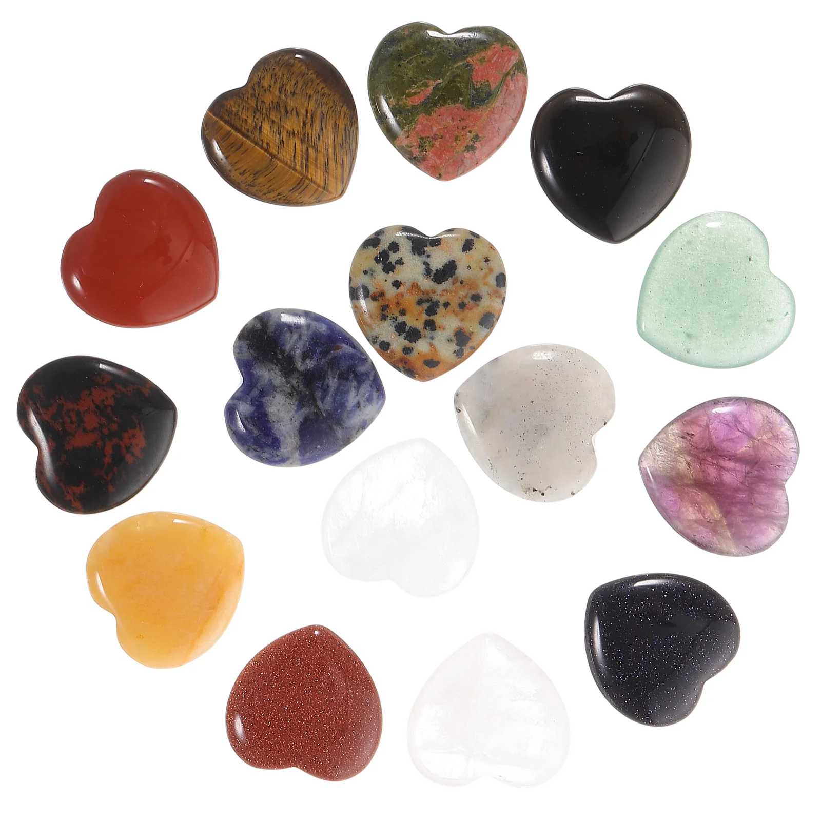 

15Pcs Natural Stone Crystal Heart Shape Stone Natural Stone Ornament Natural Gemstone (Mixed Style)