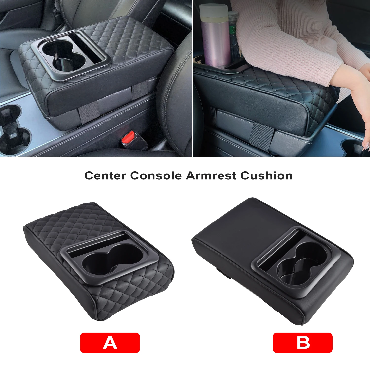 Новинка, Автомобильная подушка для подлокотника центральной консоли с 2 держателями для чашек, подлокотник, портативный автомобильный подлокотник, подушка, наволочка, подкладка по высоте