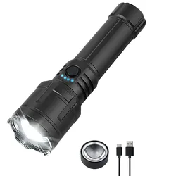 Ultra - Bright 3000 LM Rechargeable Flashlight with Zoomable Lens & 5 Modes for Camping & Emergencies (Black)