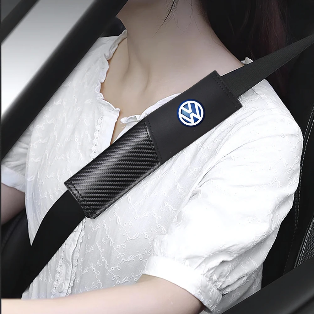자동차 인테리어 탄소 섬유 안전벨트 어깨 패드 커버 액세서리 폭스바겐 VW 골프 R GTI 제타 R라인 파사트 타이고 MK4용