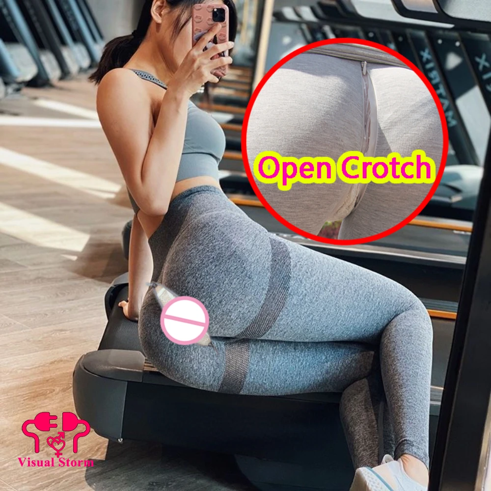Frau offenen Schritt sexy Leggings mit doppelten Reiß verschlüssen einfach  ausziehen Höschen Sport Schritt lose Hosen elastische Outdoor-Sex-Kostüm -  ...
