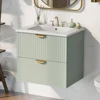 Modern 24 Inch Wall-Mounted Bathroom vanity with 2 Drawers, White - Ideal for Small Bathrooms 4