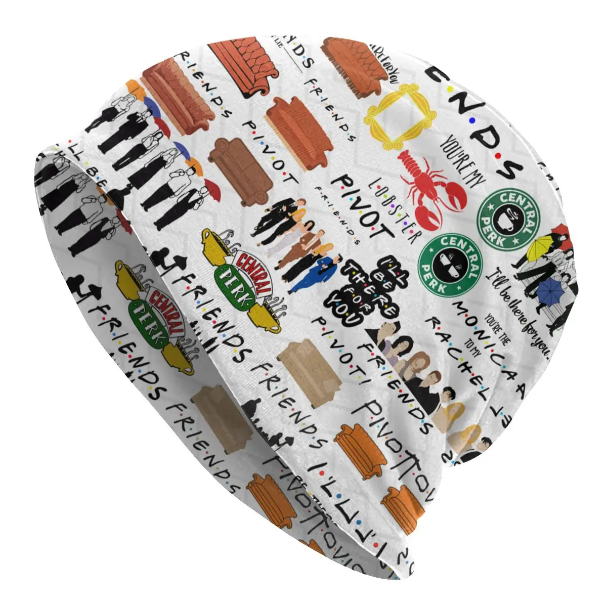 

Hip Hop Vintage Friends Symbol Collage Skullies Beanies Men Women Winter Slouchy Beanie Hat TV Show Knitted Bonnet Cap for Ski