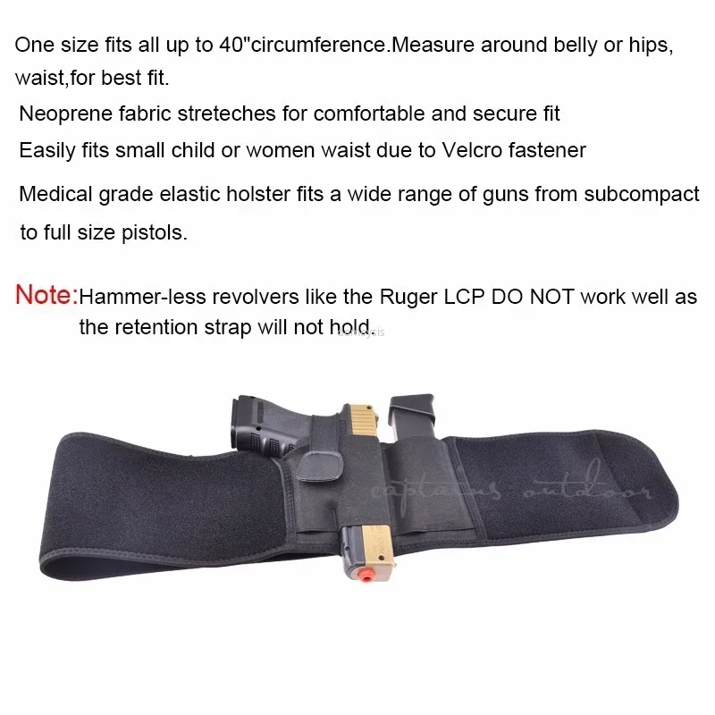 Left / right hand tactical belly band holster universal invisible elastic girdle belt for hunt concealed carry pistol gun pouch pistol holster gun holster hunting holster
