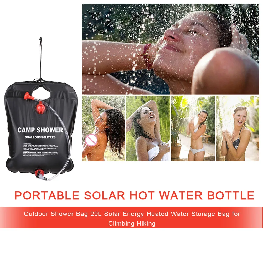 Water Bags Outdoor Camping Shower Bag Solar Heating Portable Folding Hiking  Climbing Bath Equipment Shower Head Switchable