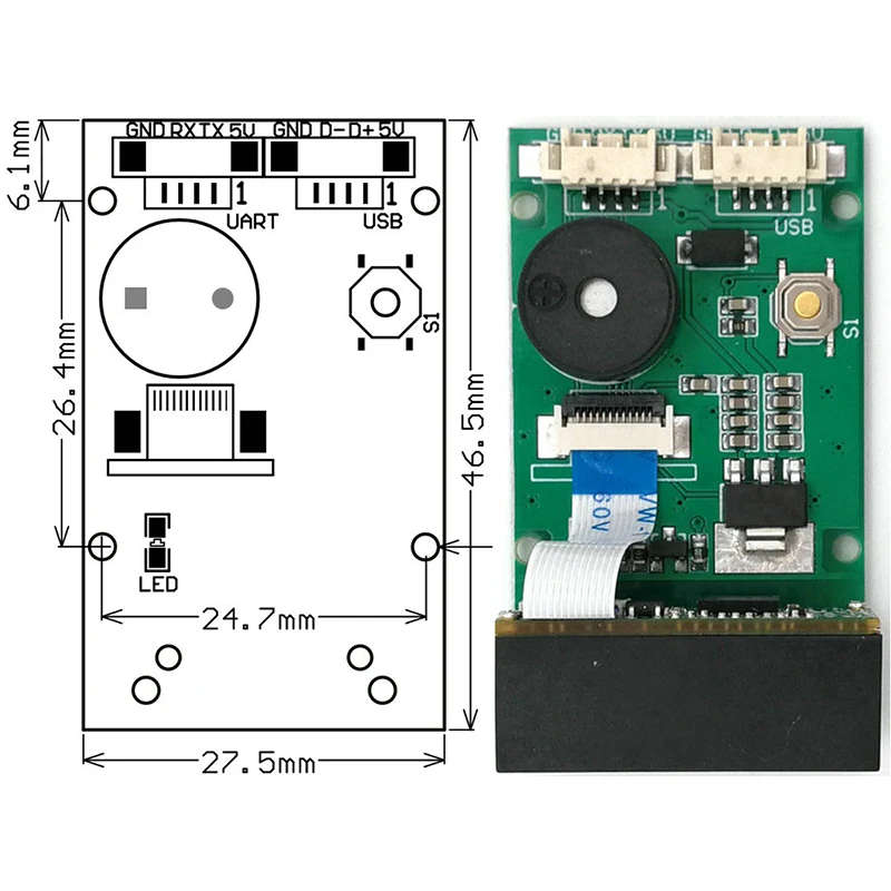 Lettore del modulo scanner codice Qr per scanner di codici a barre USB UART GM67 1D 2D - immagine 6
