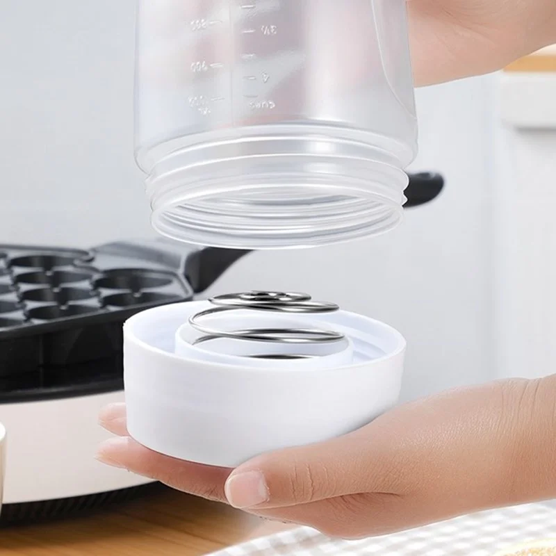 1/2Pc Pancake Batter Bottle Battler Mixer with Blender Ball Wire Whisk for Restaurant Baking Pancakes Cupcakes Muffins Crepes