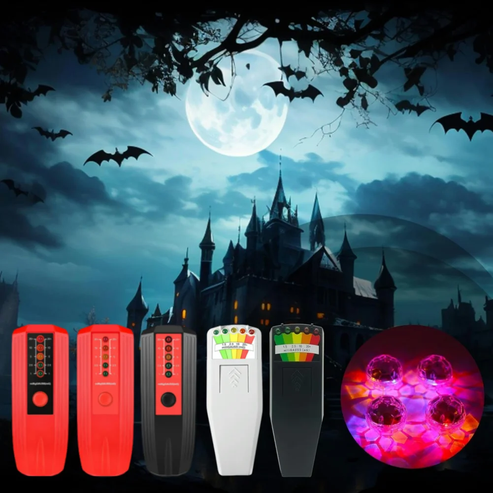 5 LED EMF Meter with 4 Motion Light Up Cat Balls Portable Magnetic Field Monitor 5 Scales for Home Office EMF Detection