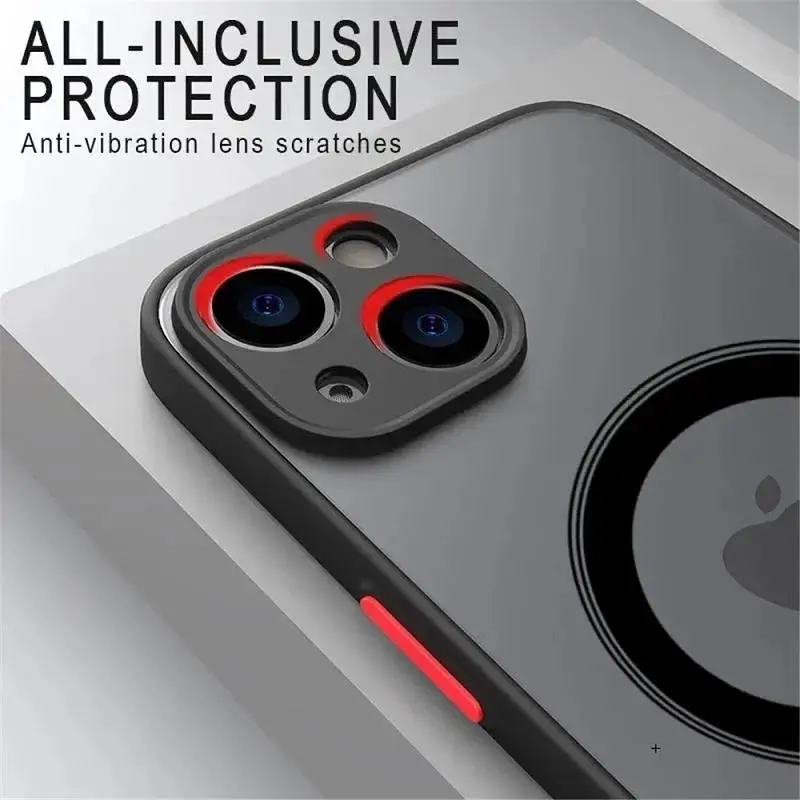 Luxury Matte Armor Magnetic For Magsafe Wireless Charge Case For iPhone 15 16 14 13 11 12 Pro Max Mini Plus XS X XR Cover funda