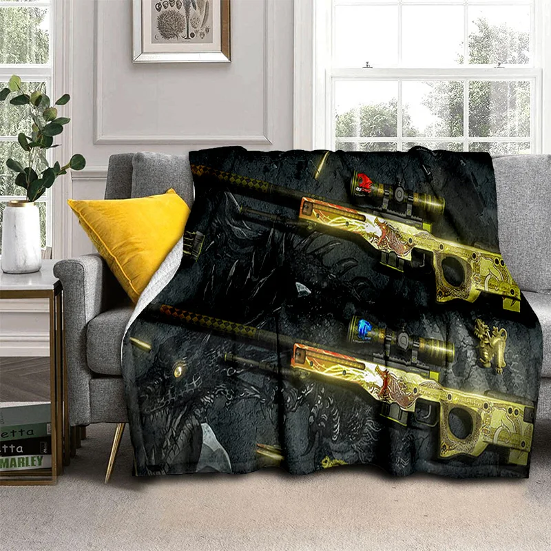 소총 카트리지 담요, 가정용 침실 침대 소파 피크닉 커버 담요, 3D 총 나이프 USP,AK,M4,AWP, 소프트 스로우 담요
