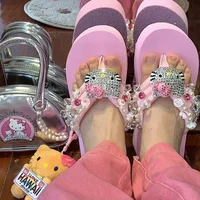 Sanrio Y2k Hello Kitty Soft Flip Flop Sandals Beach Slides Shoes Women Cute Casual High Platform Slipper Ladies Summer Slippers - Image 3