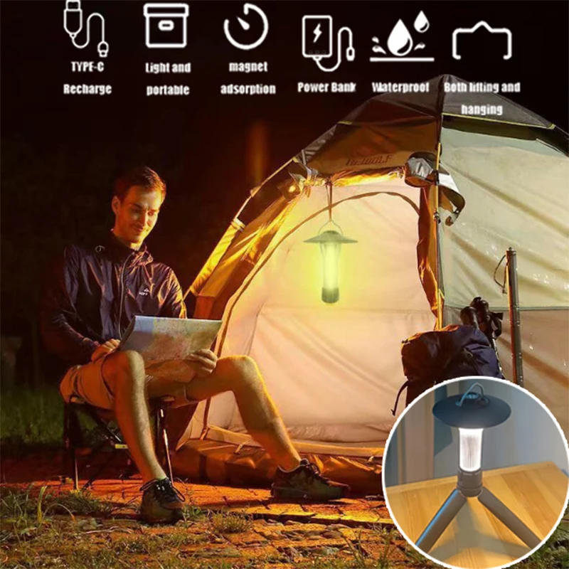 5 Mode LED Camping Lantern with Magnetic Base Emergency Light Similar to Blackdog Goal Zero Outdoor Flashlight