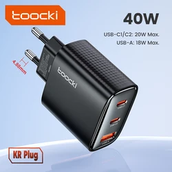 Toocki 40W GaN Fast Charging USB - C Charger (KR Black)