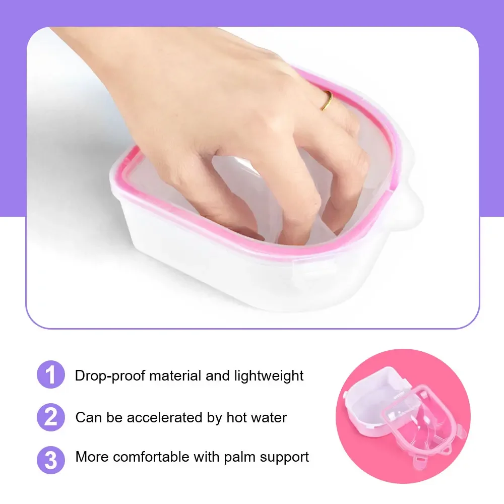 Soak per unghie Ciotola per mani Ammorbidire la pelle morta Kit di strumenti per la cura delle unghie Unghie pulite Cura delle mani con strumento per la rimozione delle unghie Ciotola per unghie - immagine 2