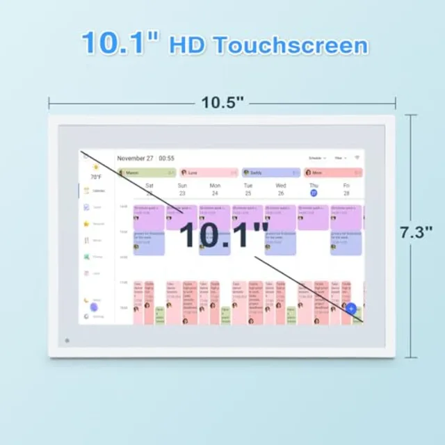 10.1" Smart Calendar Display - Digital Family Wall Planner and Wi-Fi Chore Chart Syncs with Phones, Touch Screen Command Center