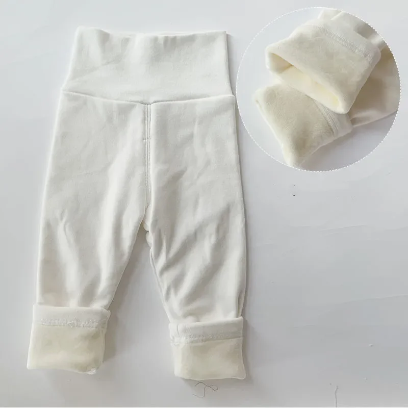 Cozy Toddler Fleece Thermal Leggings - High Waist Solid Color Pants