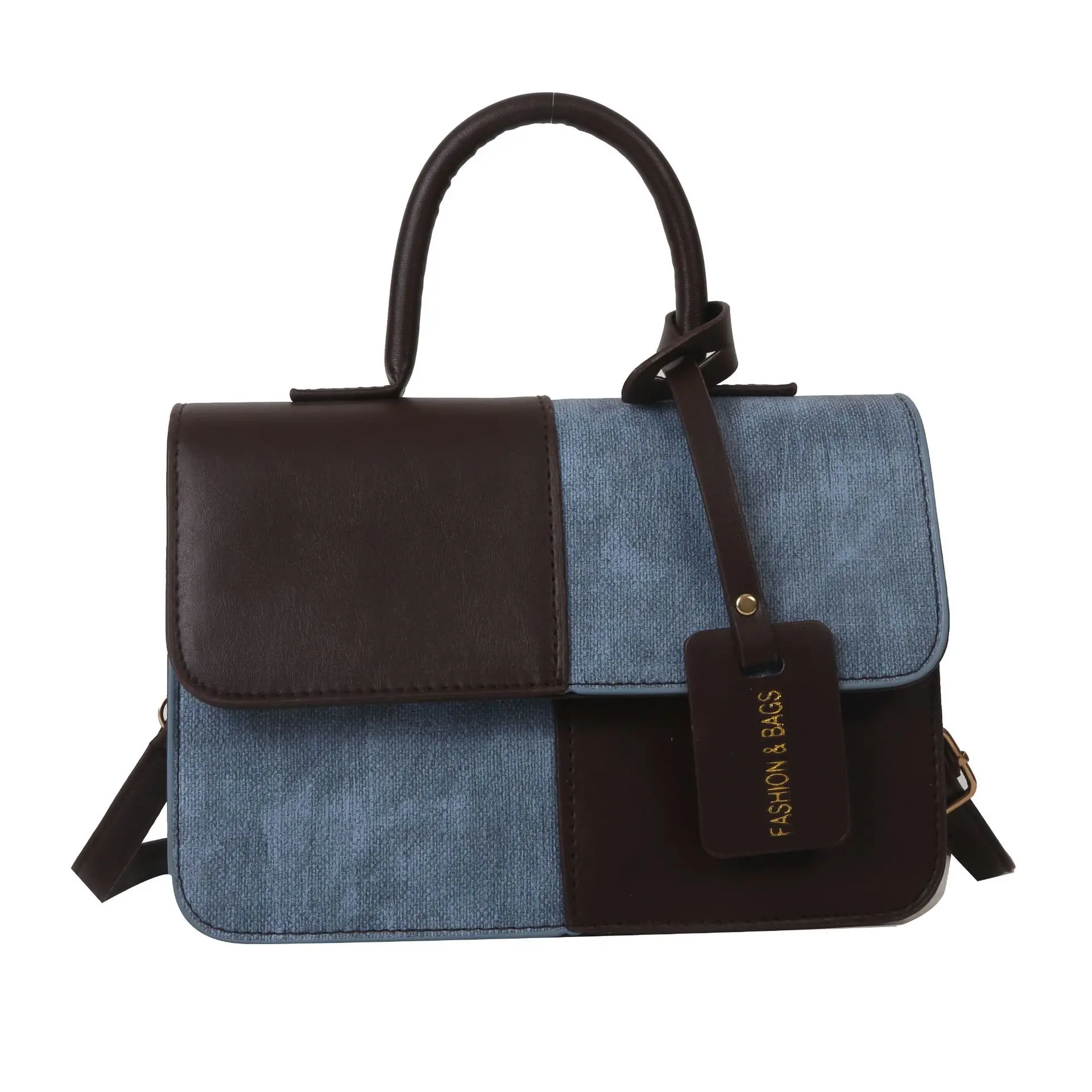 Denim Color Patchwork Shoulder Bags for Women PU Leather Mini Crossbody Bag England Style Handbags Ladies Female Purses New Flap